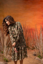 Load image into Gallery viewer, Afro Olive Jungle Midi Dress - labelreyya