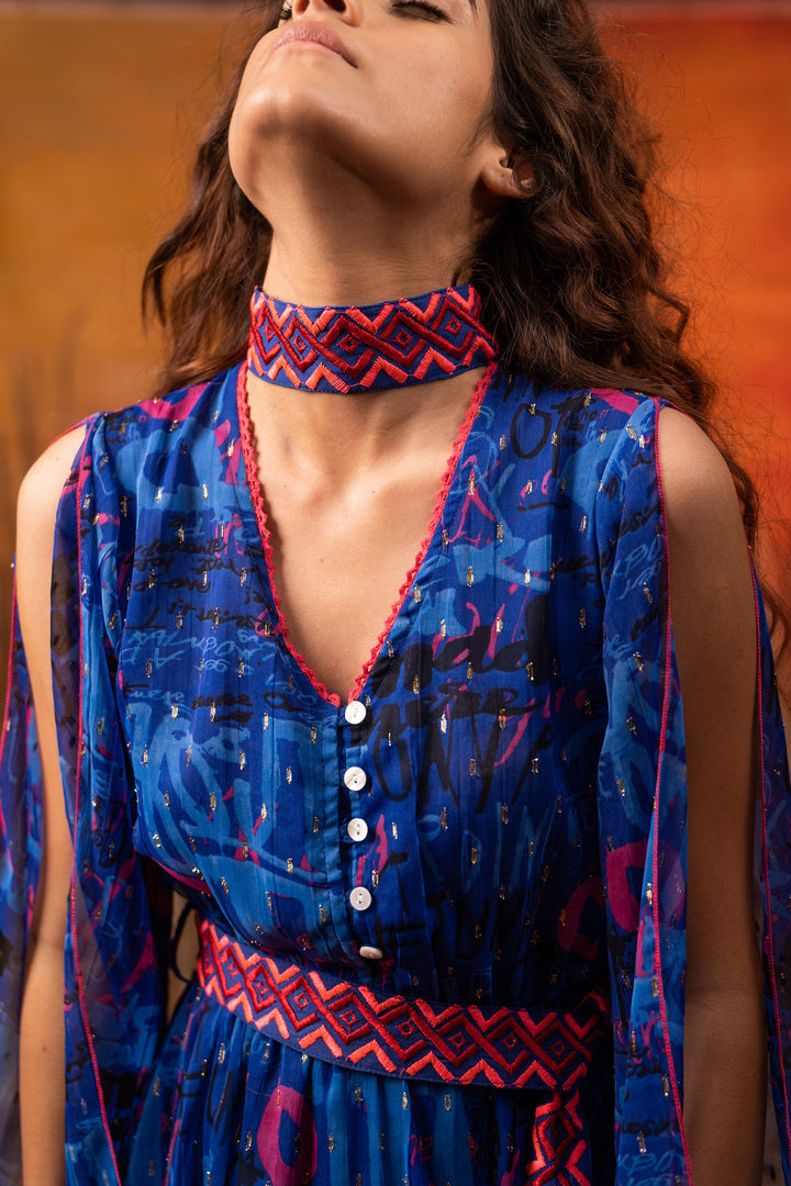 Sea Blue Frill Dress - labelreyya