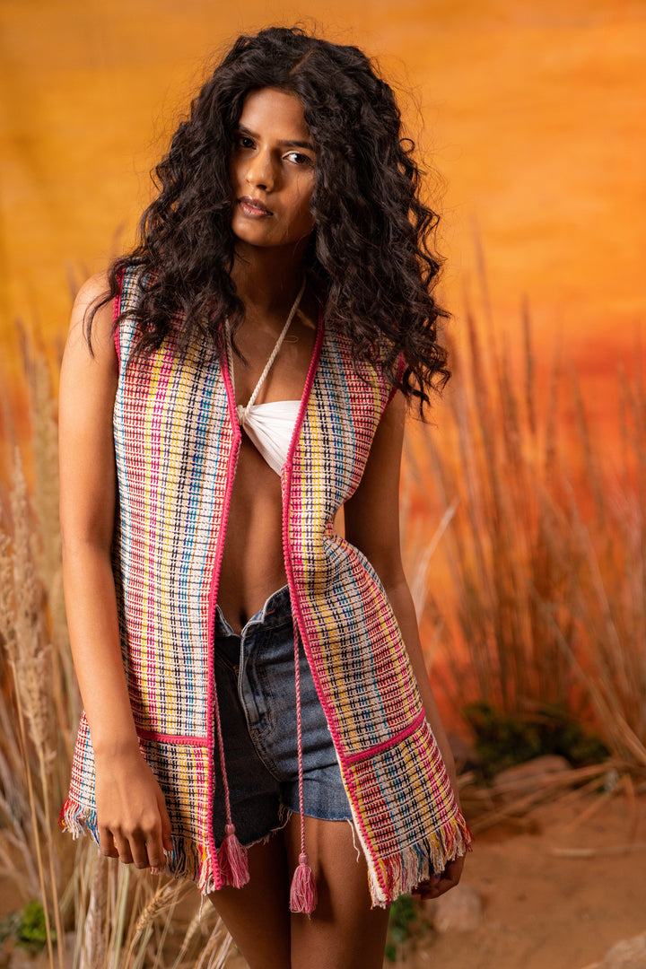 Afro Tweed Multi-color Frill Jacket - labelreyya