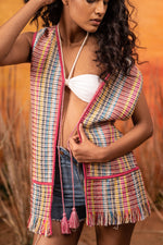 Load image into Gallery viewer, Afro Tweed Multi-color Frill Jacket - labelreyya
