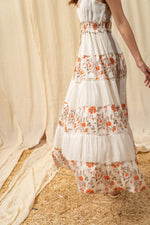 Load image into Gallery viewer, Sunset White Orange Tiered Maxi - labelreyya