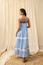 Load image into Gallery viewer, Stripe Blue Lace Maxi - labelreyya
