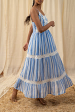 Load image into Gallery viewer, Stripe Blue Lace Maxi - labelreyya
