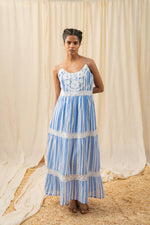 Load image into Gallery viewer, Stripe Blue Lace Maxi - labelreyya
