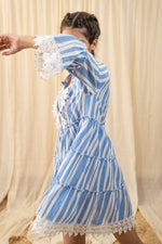 Load image into Gallery viewer, Stripe Blue Lace Shirt Dress - labelreyya
