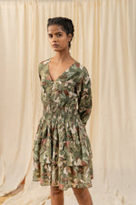 Load image into Gallery viewer, Afro Olive Tiered Dress - labelreyya