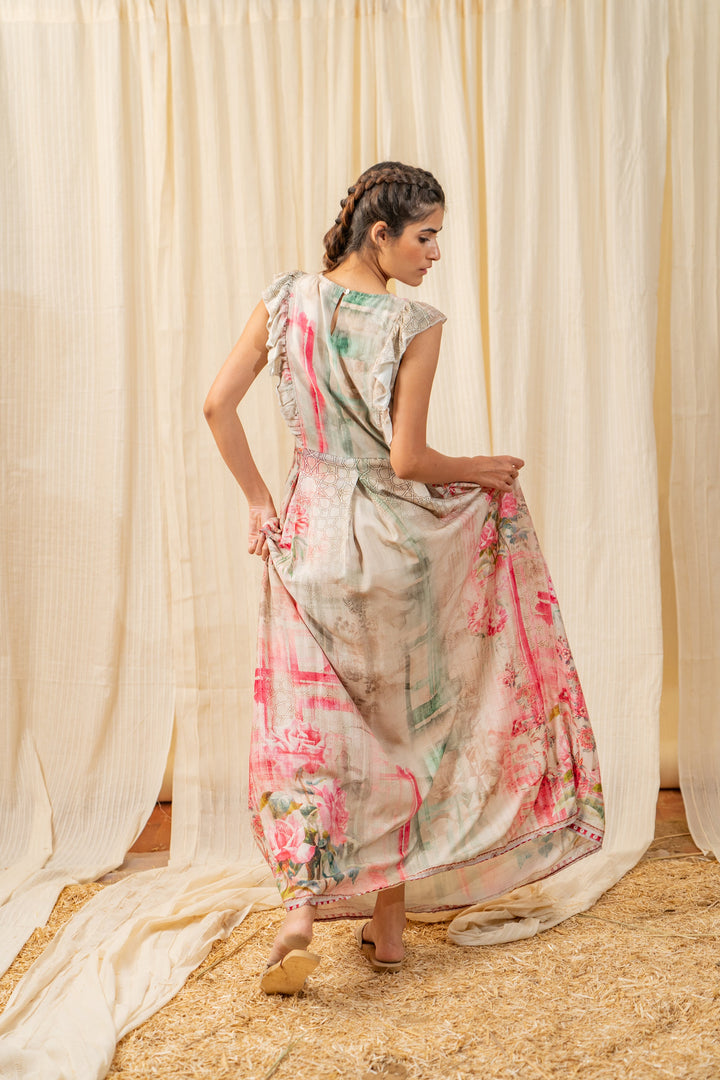 Oriental Floral Pleated Maxi - labelreyya
