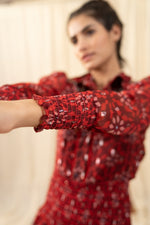 Load image into Gallery viewer, Dark Red Smocked Shirt Dress - labelreyya