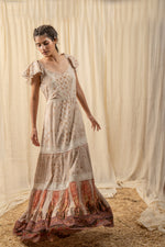 Load image into Gallery viewer, Beige Lace Tiered Maxi Dress - labelreyya