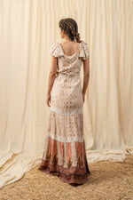 Load image into Gallery viewer, Beige Lace Tiered Maxi Dress - labelreyya
