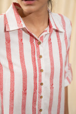 Load image into Gallery viewer, Red And White Stripe Shirt Dress - labelreyya
