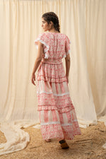 Load image into Gallery viewer, Bright Pink Tiered Printed Maxi - labelreyya
