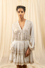 Load image into Gallery viewer, White Printed Lace Dress - labelreyya
