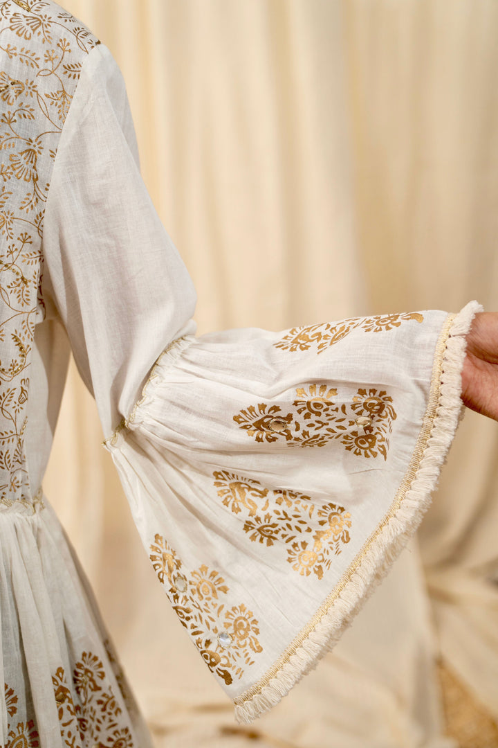 White Printed Lace Dress - labelreyya