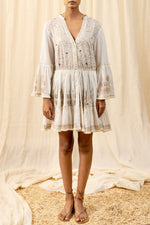 Load image into Gallery viewer, White Printed Lace Dress - labelreyya