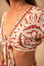 Load image into Gallery viewer, Beige And Rust Tribal Top
