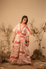 Load image into Gallery viewer, Beige And Rust Tribal Jumpsuit
