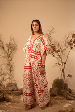 Load image into Gallery viewer, Beige And Rust Tribal Jumpsuit