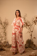 Load image into Gallery viewer, Beige And Rust Tribal Jumpsuit
