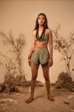 Load image into Gallery viewer, Sage Green Bustier and Shorts Co-Ord Set (Set of 2)