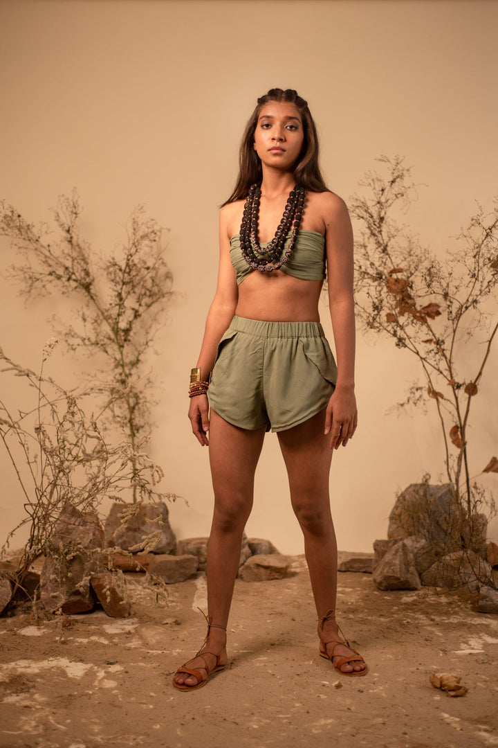 Sage Green Bustier and Shorts Co-Ord Set (Set of 2)