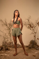 Load image into Gallery viewer, Sage Green Bustier and Shorts Co-Ord Set (Set of 2)