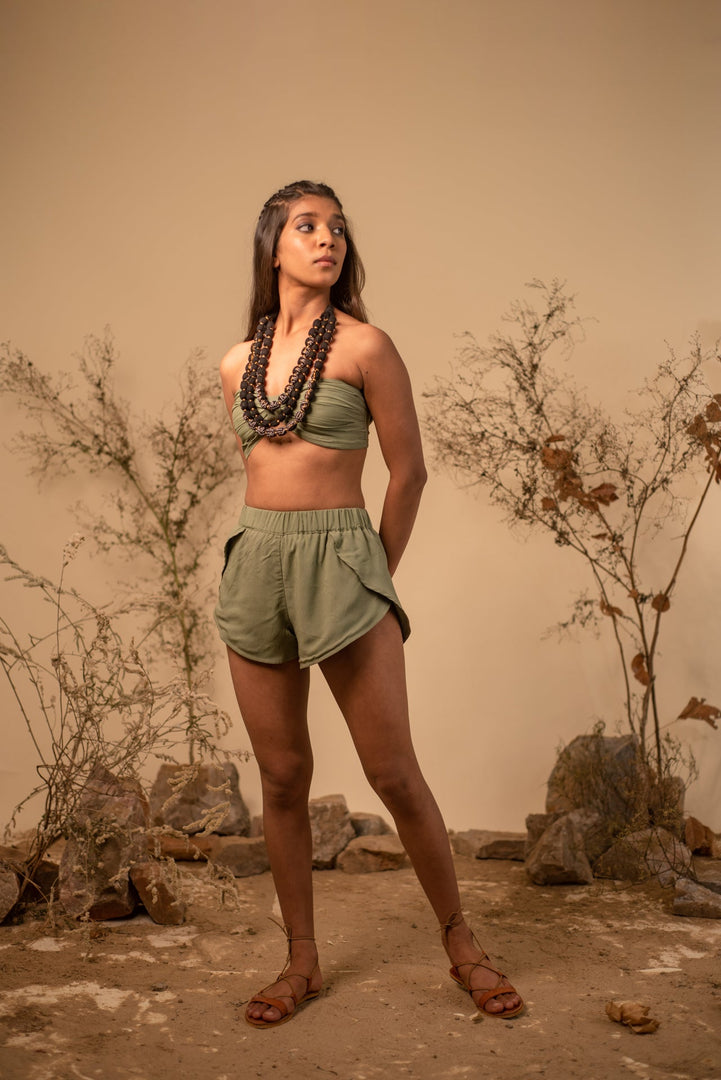 Sage Green Bustier and Shorts Co-Ord Set (Set of 2)