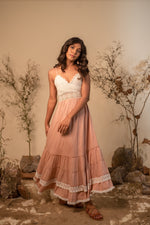 Load image into Gallery viewer, Pink Crochet Strappy Maxi
