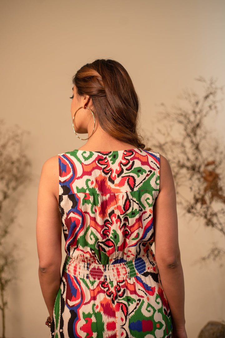 Mosaic Printed Tiered Dress