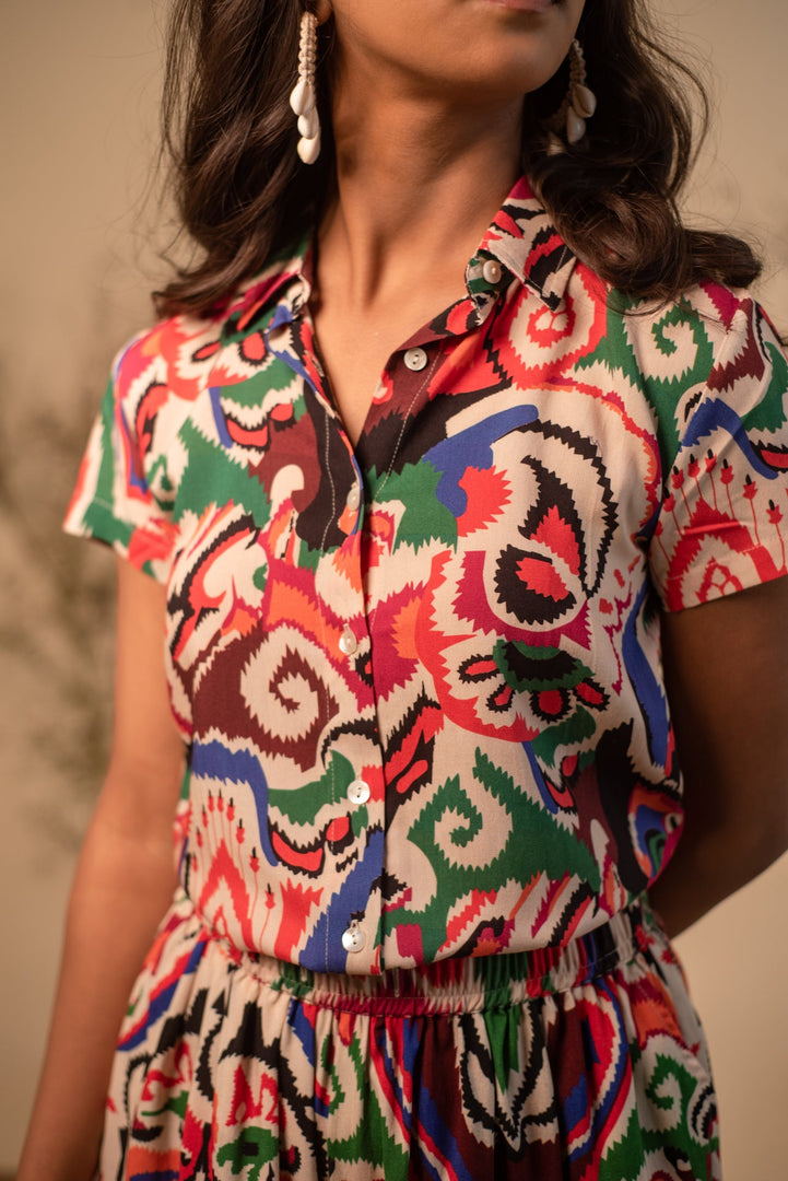 Mosaic Printed Button-Down Shirt
