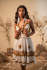 Load image into Gallery viewer, White Chain Embroidered Boho Dress
