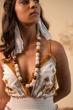 Load image into Gallery viewer, White Chain Embroidered Boho Dress
