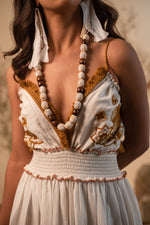 Load image into Gallery viewer, White Chain Embroidered Boho Dress