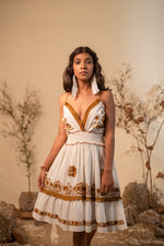 Load image into Gallery viewer, White Chain Embroidered Boho Dress
