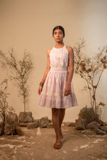 Load image into Gallery viewer, Pink Halter Back Tie Up Dress

