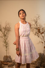 Load image into Gallery viewer, Pink Halter Back Tie Up Dress
